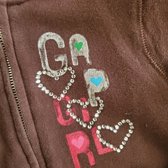 GAP KIDS Girls Small 6/7 brown gemmed logo full-zip hoodie - Picture 5 of 6